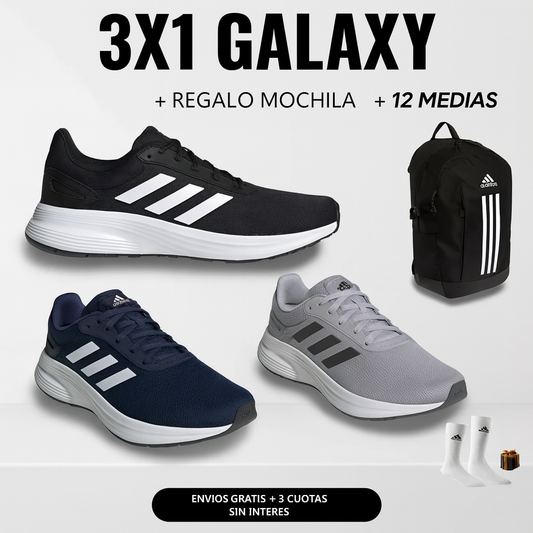 ¡SUPER OFERTA! - 3X1 ADIDAS GALAXY + MOCHILA + 12 MEDIAS DE REGALO